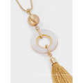 Hot Selling Jewelry Long Gold Tassel Necklace with Shell Pendant